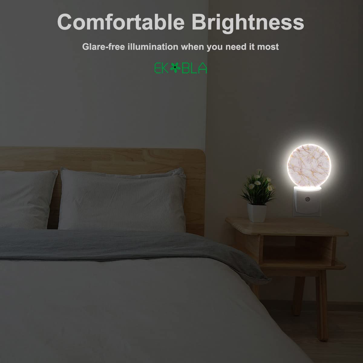 Ekobla Marble Pattern Night Light, Plug In Night Light Pink Marble Night Lights Plug Into Wall, Led Night Light Home Wall Decor