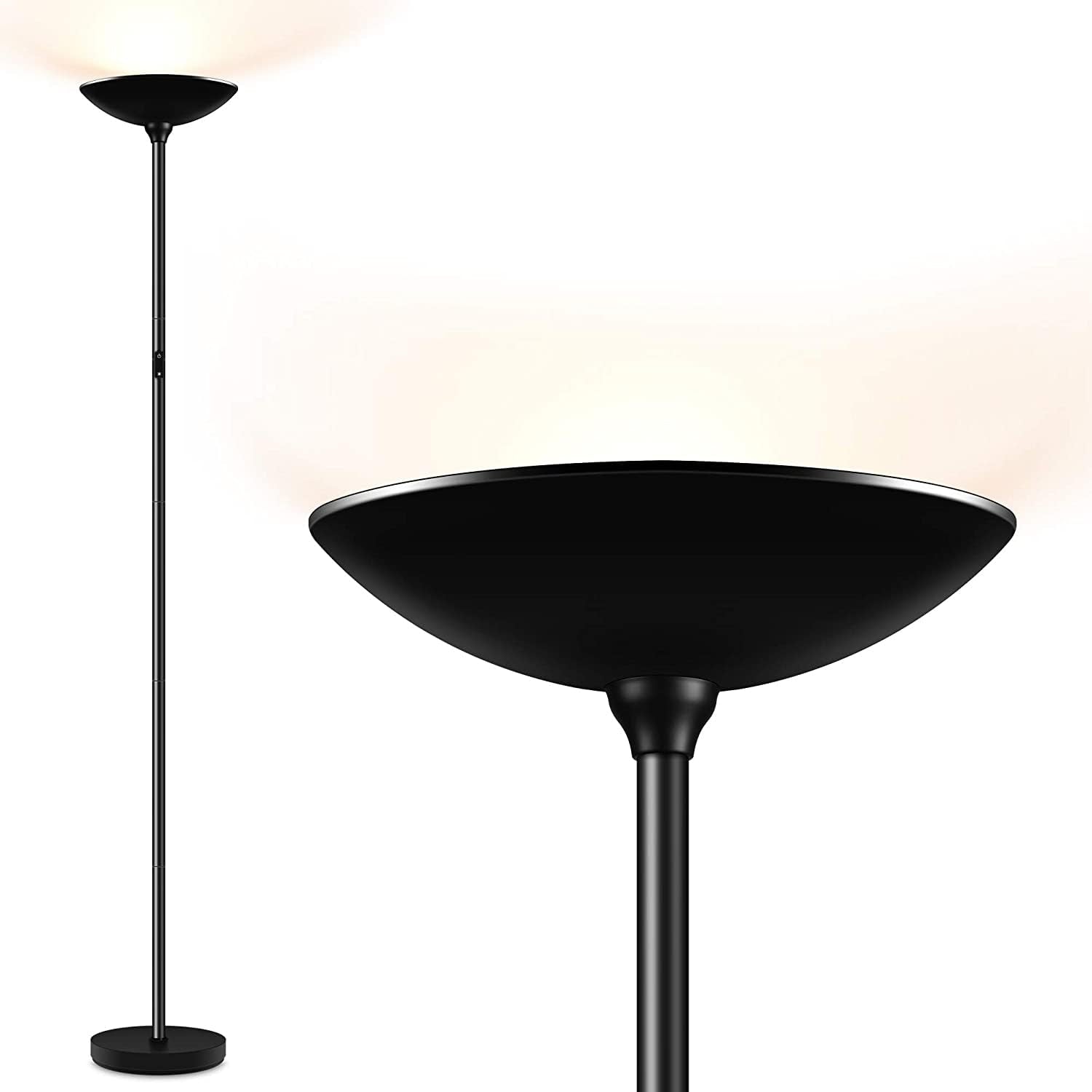 BoostArea Floor Lamp, 20W 2000LM LED Torchiere, Stepless Dimmable, Touch Control, Metal, Black, Model B0501