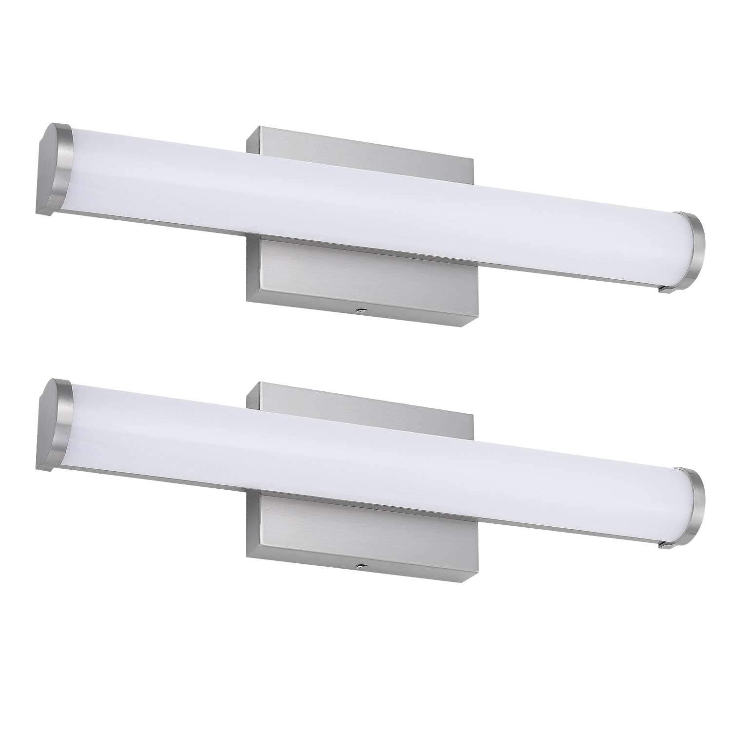 Asd Led 18 Vanity Wall Mount Light Fixture  Linear Bathroom Lighting Bar | 3Cct  Dimmable  Energy Star  Etl Listed | 20W 1500Lm 3000-5000K 120V | Long Tube Bath Sconce Over Mirror | Nickel  2 Pack