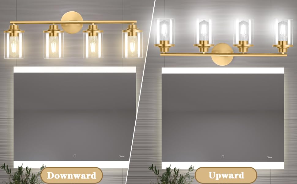 Porphyions Bathroom Light Fixtures,Vanity Lights,Gold Bathroom Lights Over Mirror,Brushed Gold Vanity Light for Bathroom,31'' Br
