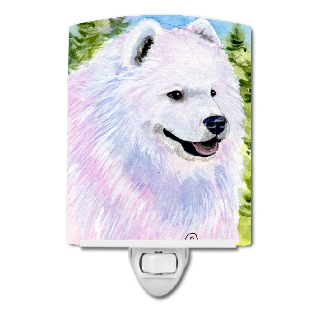 Caroline'S Treasures Ss8755Cnl Samoyed Ceramic Night Light Compact, Ul-Certified, Ideal For Bedroom, Bathroom, Nursery, Hallway, Kitchen, 6X4X3, Multicolor