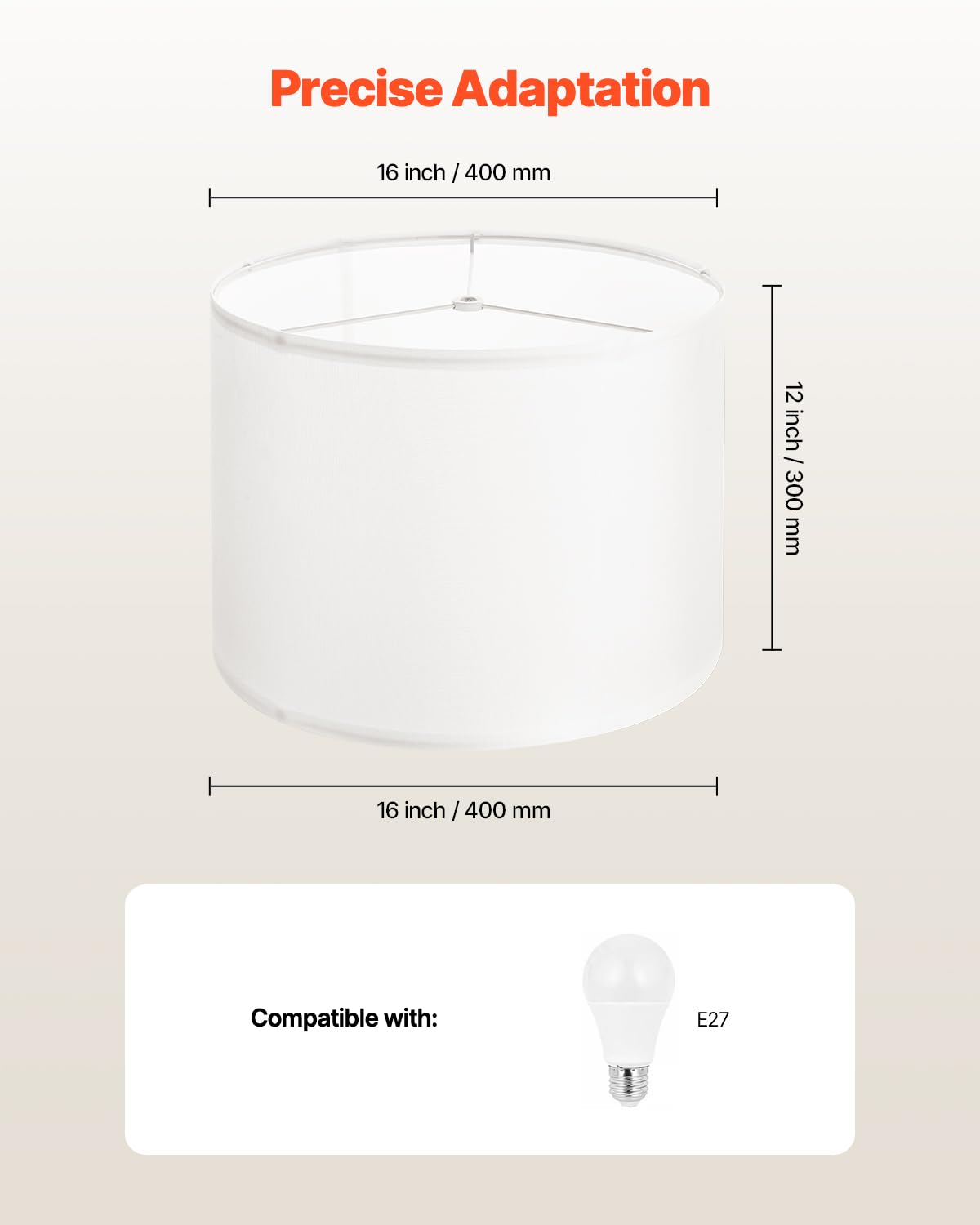 Vevor Drum Lamp Shade 2 Set  16 In Top X 16 In Bottom X 12 In High  Large Lampshade With Harp  Replacement Lamp Shade For Table Lamps Floor Lamps Pendant Lights  Easy Assembly Required (Off-White)