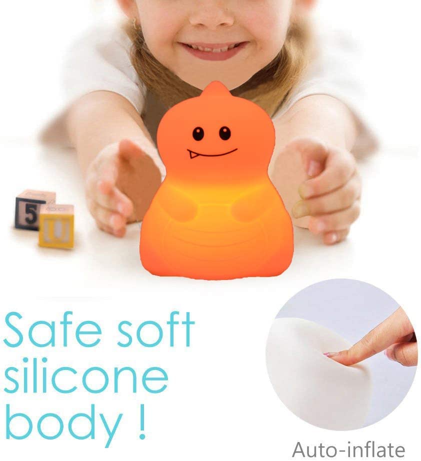 Tekemai Night Light Bedside Lamp, Adjustable Brightness & Color, Remote & Touch Control, Dinosaur Design, White - Model TC582-4