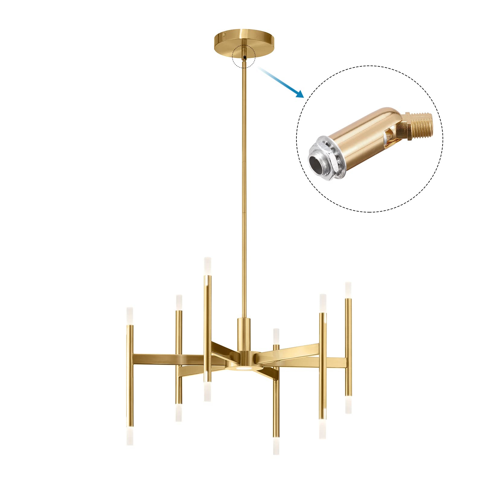 Meccanixity Sloped Ceiling Adapter 180 Degree Swivel M10 Thread, For Chandelier Ceiling Pendant Light, Champagne Gold Pack Of 2