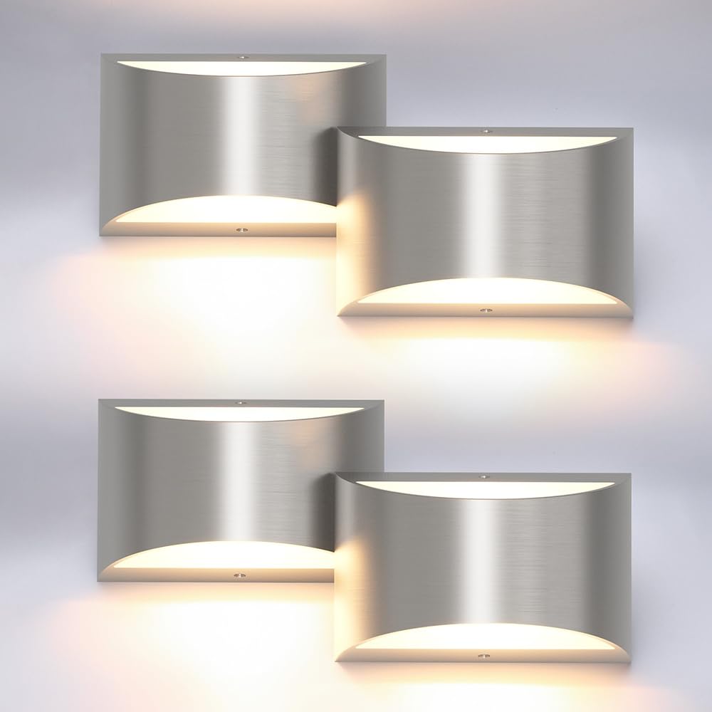 Aipsun LED Wall Sconce 4 Pack Hardwired Indoor Lighting Warm White 3000K Nickel Aluminum Model 9206