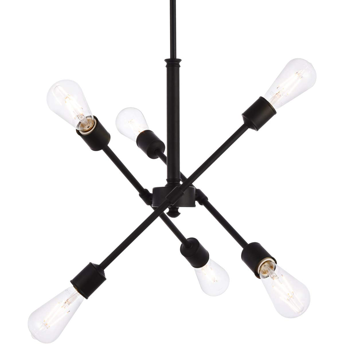 Living District Axel 6-Light Mid-Century Metal Pendant in Black Finish