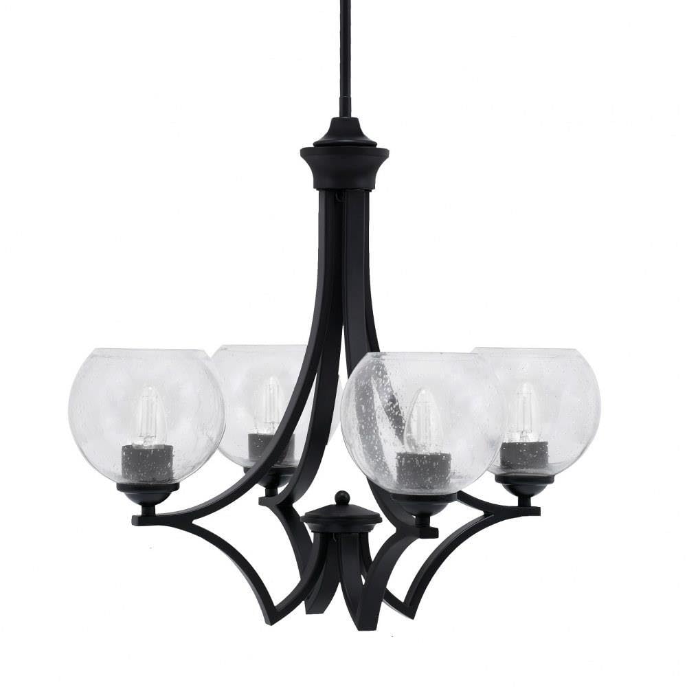 Toltec Lighting 564-MB-4100 Zilo - 4 Light Uplight Chandelier-19.75 Inches Tall and 20.75 Inches Wide, Finish Color: Matte Black, Glass Color: Clear Bubble