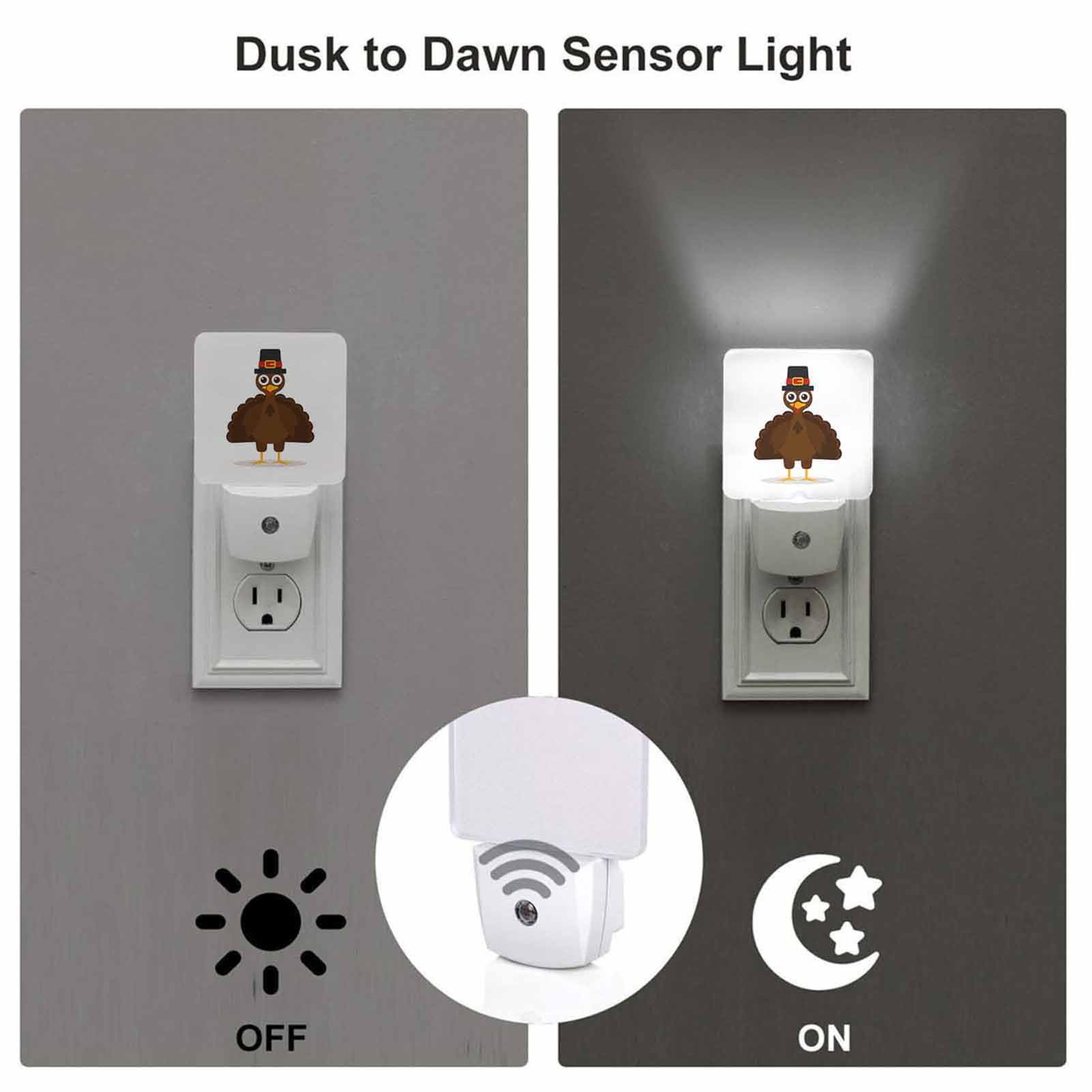 Led Night Light Plug Into Wall With Dusk To Dawn Light Sensor White Energy Efficient Cartoon Turkey White Autumn Nightlight For