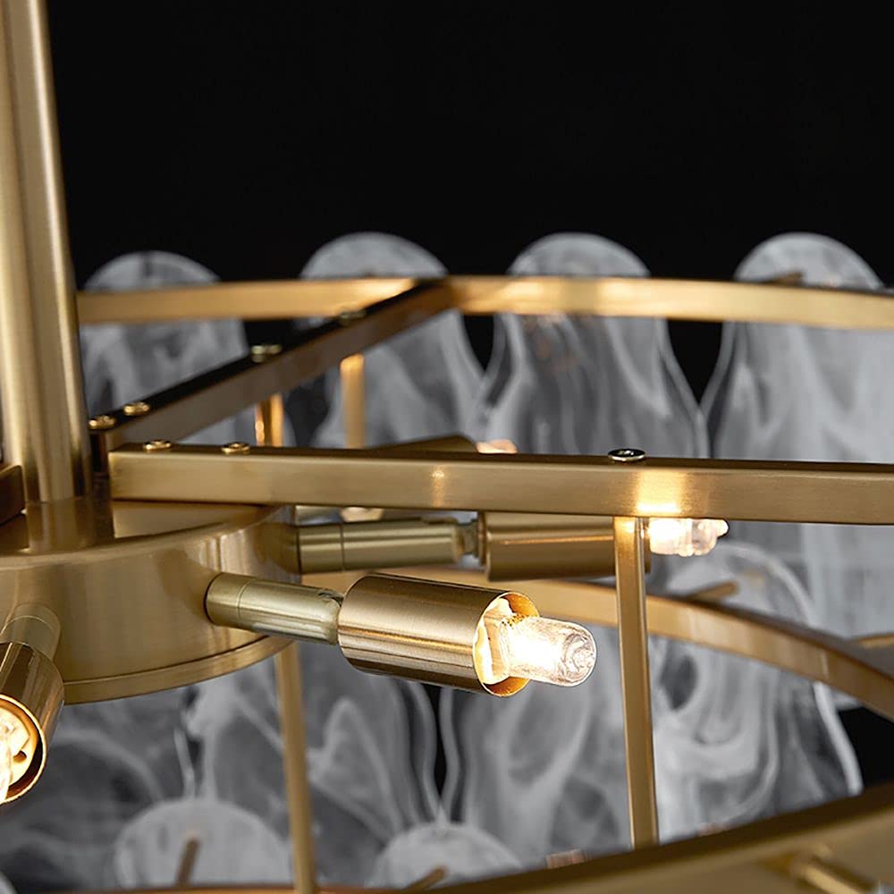 Lovedima Chandelier Gold Multi-Tier Lantern Pendant Lighting, Cloud Glass Entryway Chandeliers For Foyer Hanging Ceiling Light F