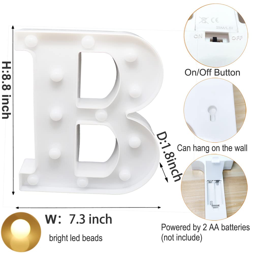 Ausaye Led Letter Lights Alphabet Light Up Sign Night Light For Wedding Birthday Party Decoration Battery Powered Christmas Lamp