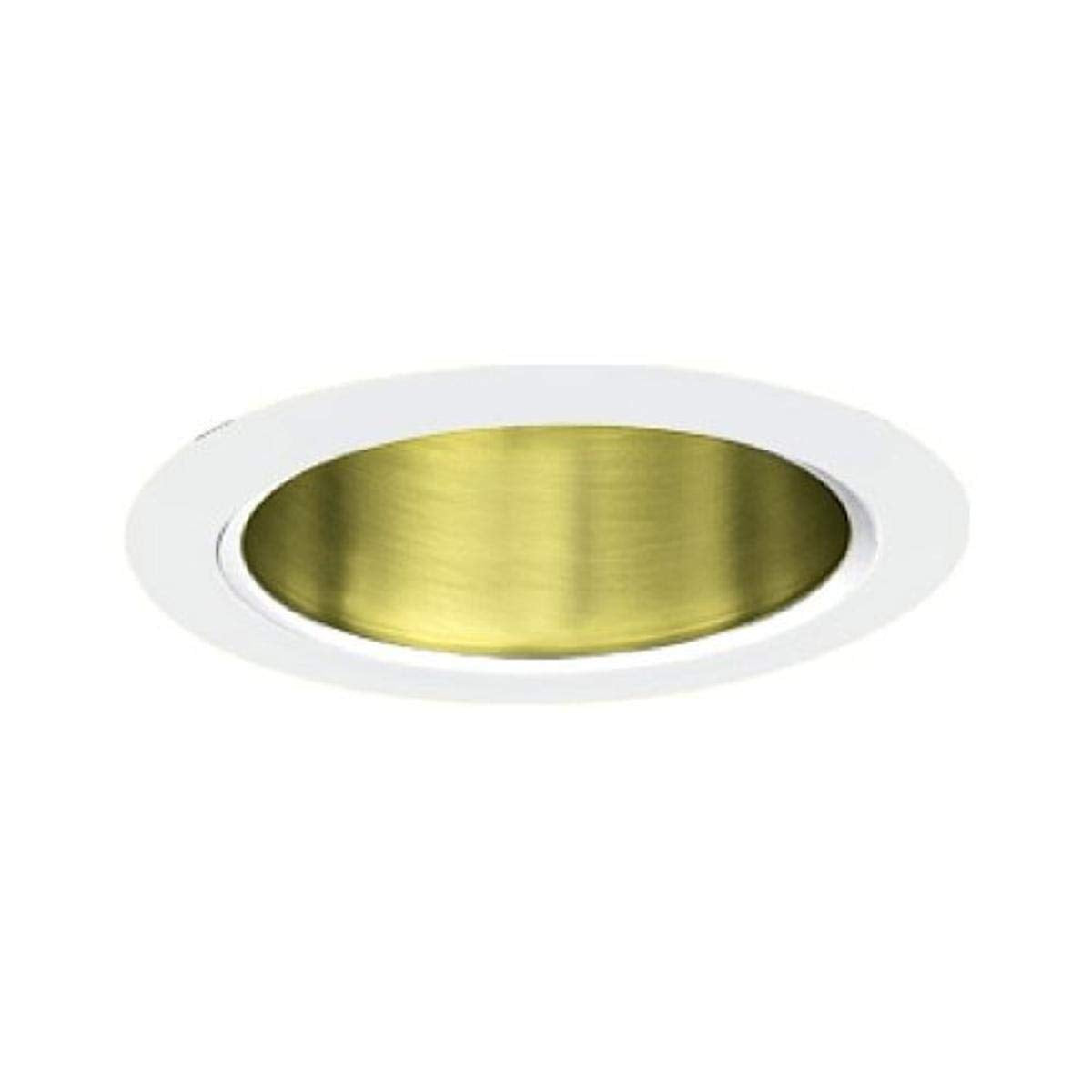 Jesco Lighting 5-Inch Recessed Trim Light, Aluminum, Polished Brass Finish with White Trim, Model TM5510PBWH, Diameter: 6-1/4"