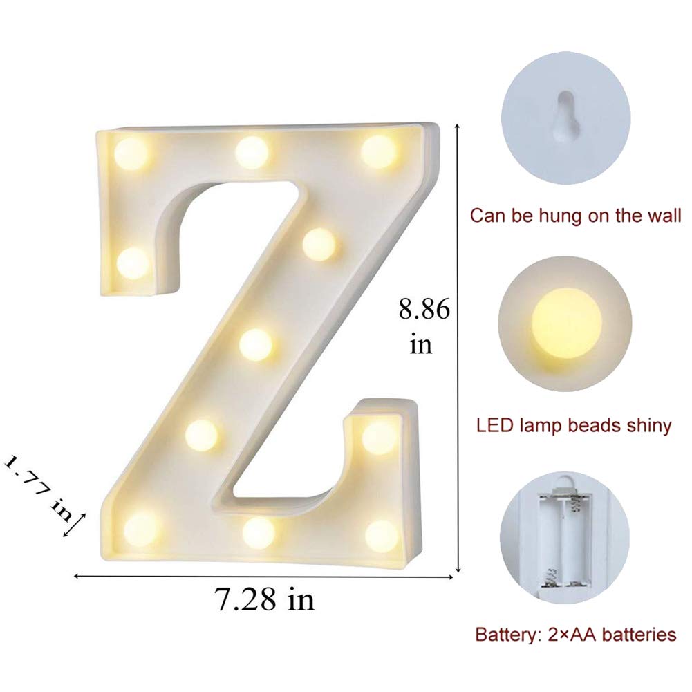 Mumuxi Light Up Letter Z | Battery Powered Marquee Decoration For Weddings & Parties