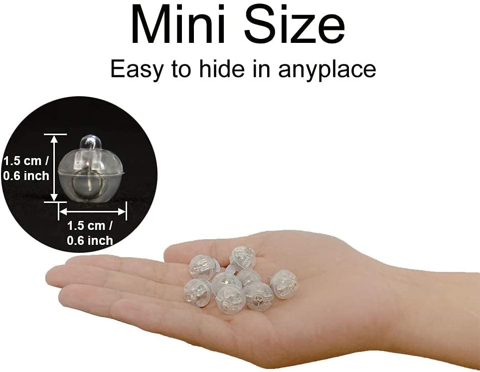 JJGoo LED Balloon Lights, Flash Waterproof Round Balls, 100pcs, Purple, Model MY1005X