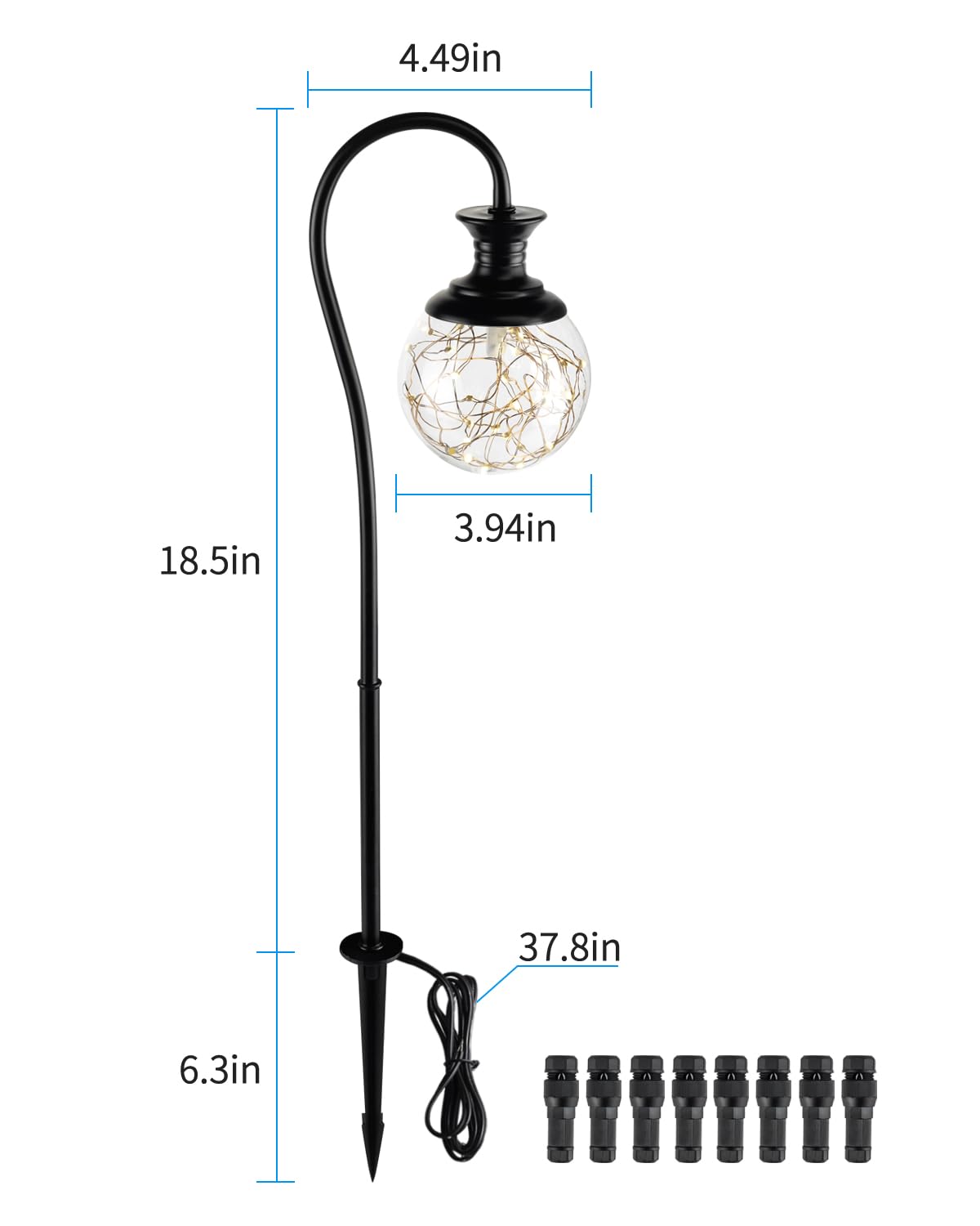 BTNHPLite Low Voltage Globe Garden Lights, 4-Pack, Glass, 2700K, Waterproof, Model BPL-LPW2-27, LED Pathway Lighting for Yard & Walkway