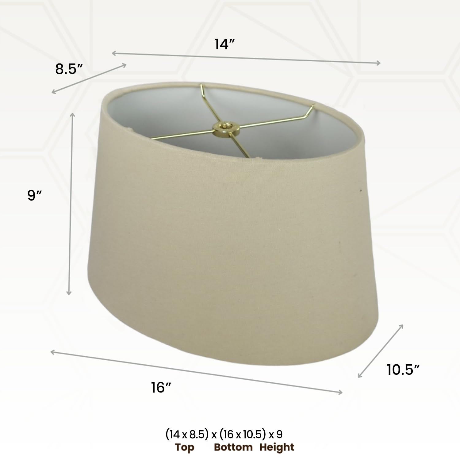Royal Designs, Inc. Shallow Oval Hardback Lamp Shade, Hb-611-16Lnbg, Linen Beige, (14 X 8.5) X (16 X 10.5) X 9