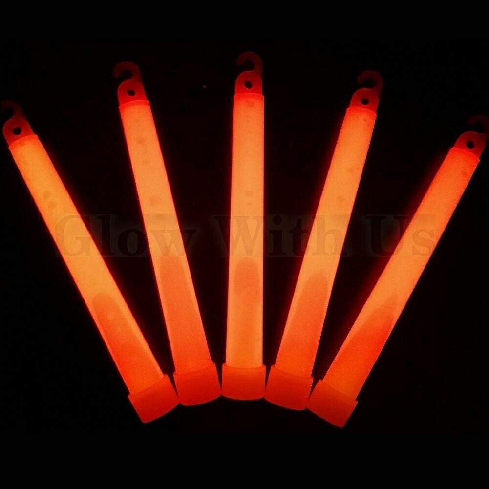 Glow With Us Glow Sticks - 600 Industrial Grade Orange Light Sticks, 12-14 Hour Glow, 3-Year Shelf Life