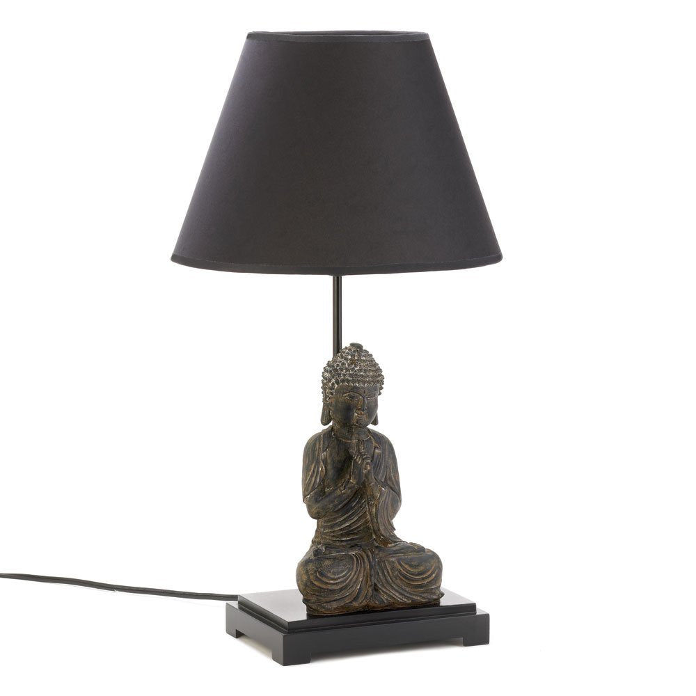 StealStreet Buddha Table Lamp, 24in Black Wood, Model SS-EG-15160