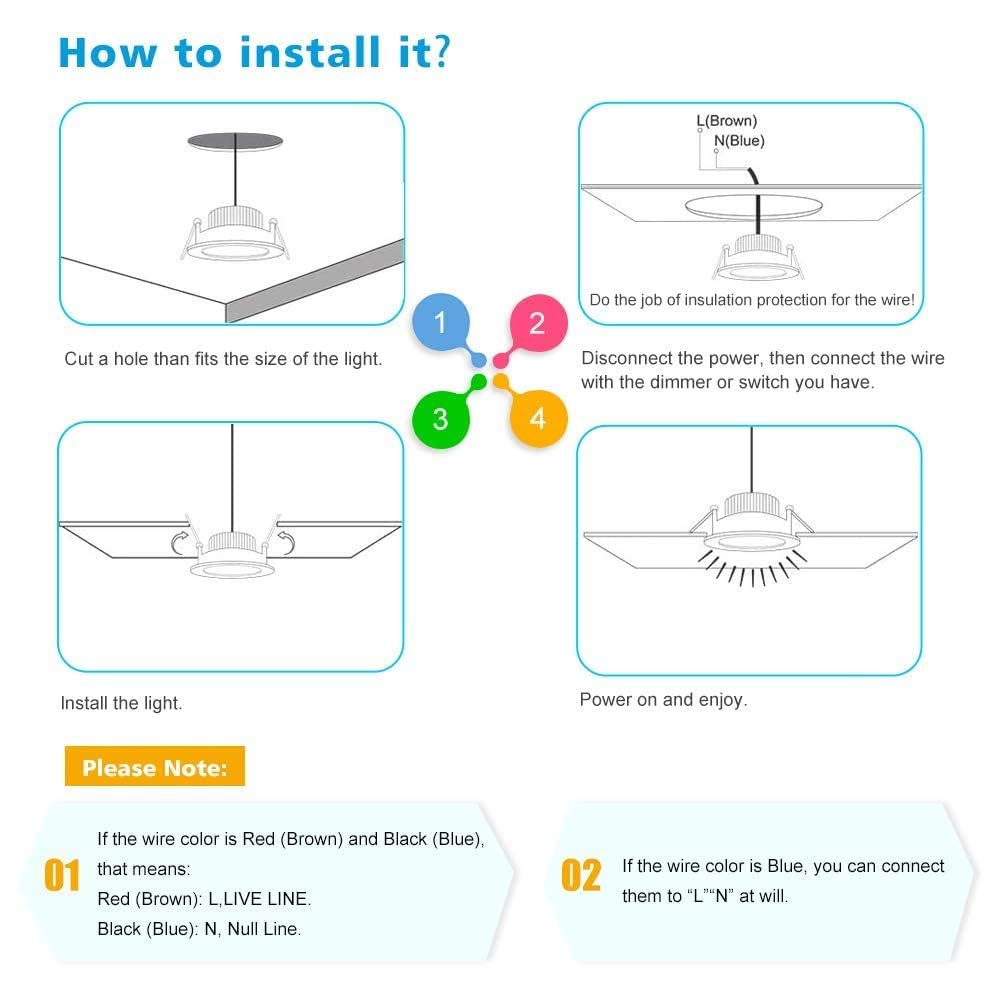 LightingWill 2 Inch LED Downlight, Dimmable 3W, 2700K Ultra Warm White, Aluminum, 8 Pack