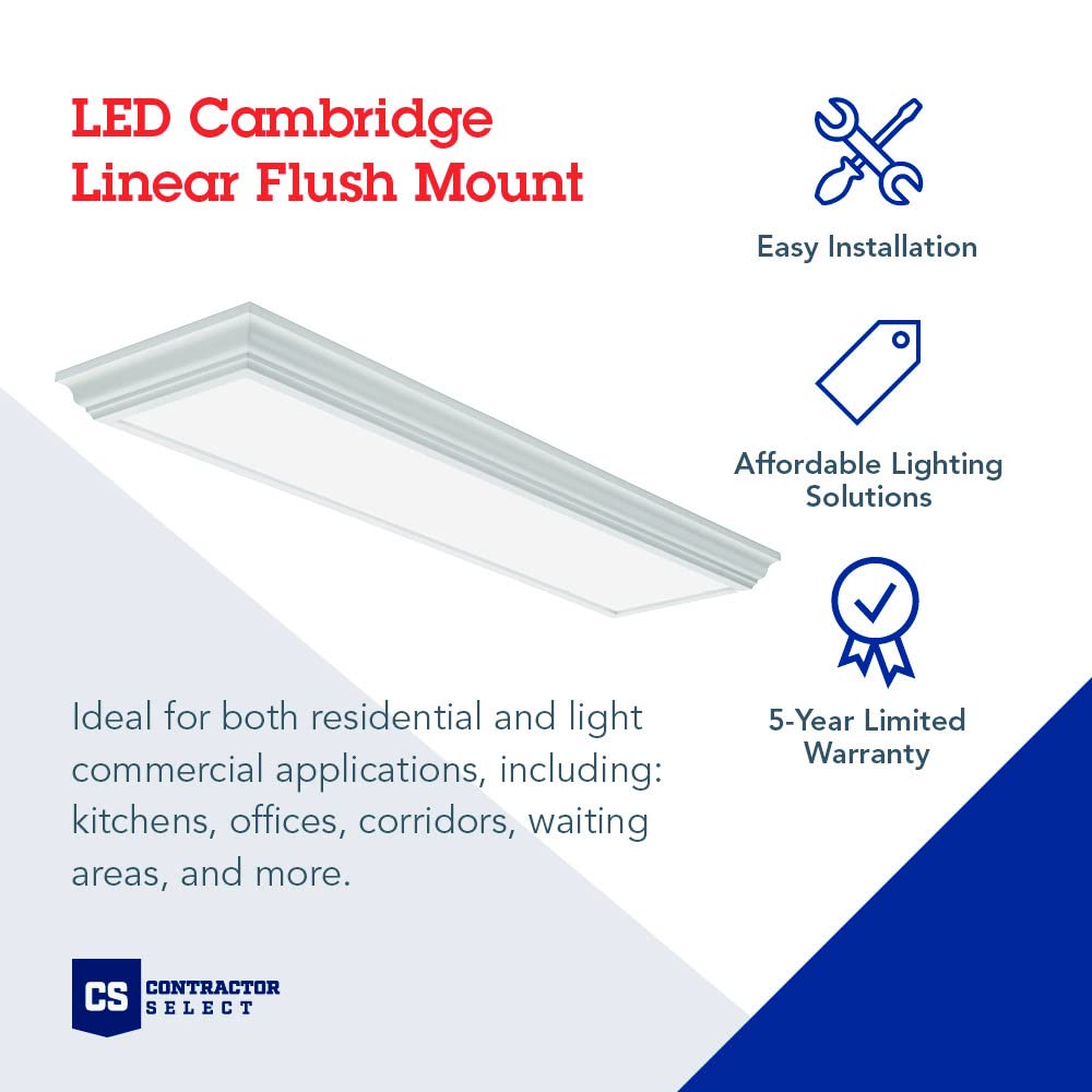 Lithonia Lighting Led Linear Flush Mount, 4-Foot, 2800 Lumens, 35W, 4000K, White, Damp Listed, Model Fmfl 30840 Caml