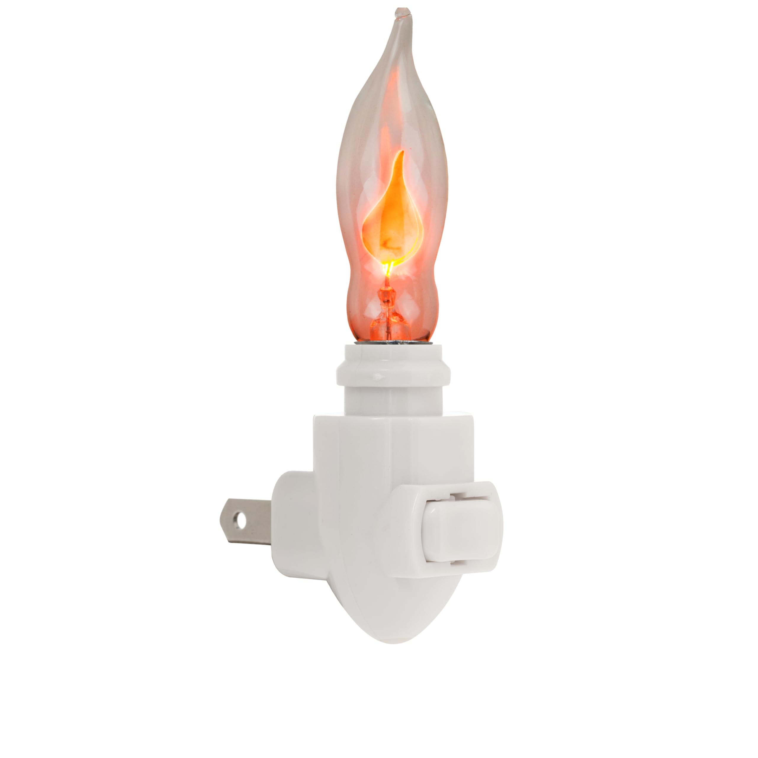 Creative Hobbies® A101 Flicker Flame Light Bulb, 3W, E12 Base, Orange Glow, 5 Count, Glass, Nickel Plated