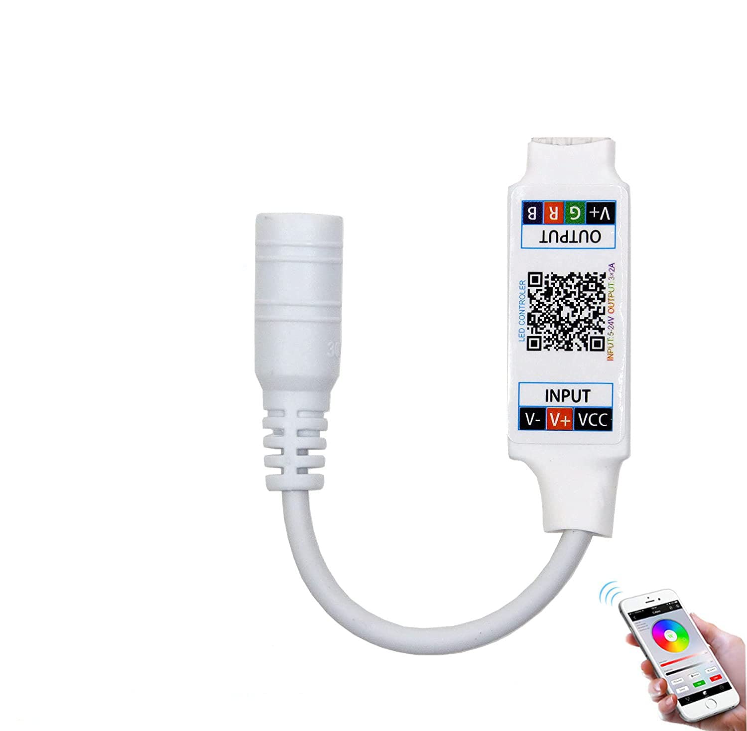Topxcdz Mini Rgb Bluetooth Controller - Smart App Control For 5V/12V/24V Led Strip, Bluetooth White