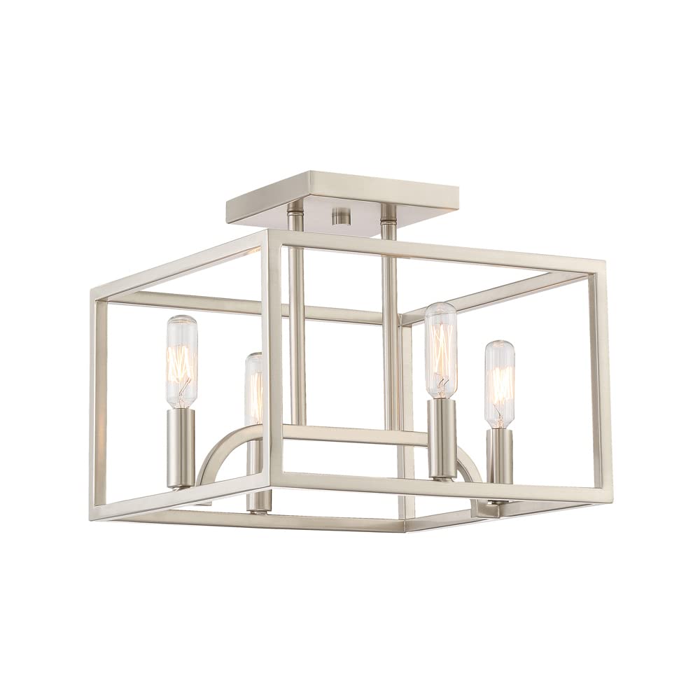 DESIGNERS FOUNTAIN 4-Light Semi-Flush Ceiling Light, Alloy Steel, Satin Platinum, Model 88411-SP