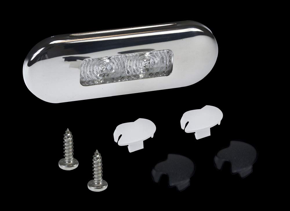 Hella Marine Oblong Led Courtesy Lamp - Red Led, Stainless Steel Bezel, Model 2Xt980869-501