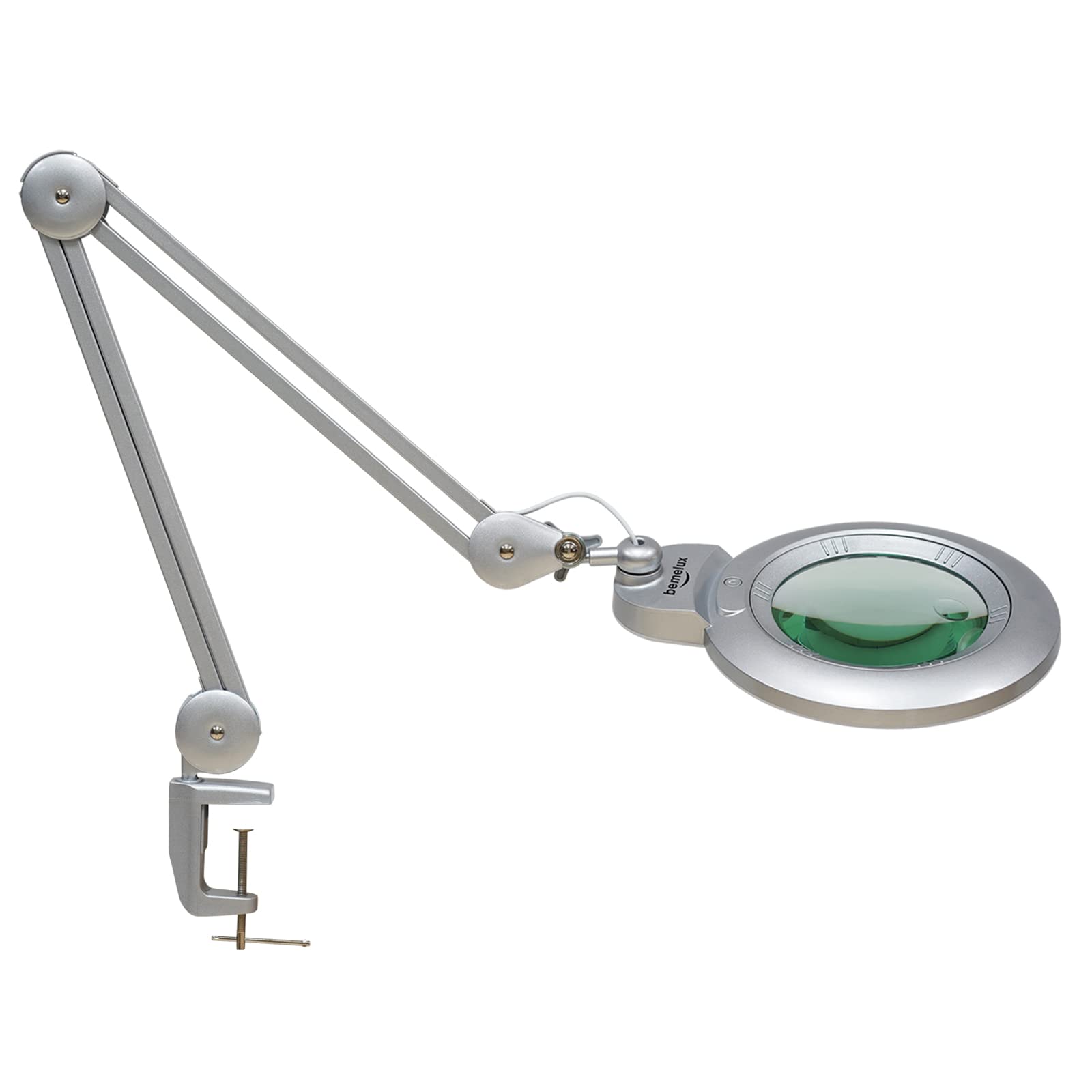 Bemelux Bifocals Magnifying Desk Lamp, 5 Diopter & 20 Diopter, 6in Lens, 1200 Lumens, Silver, Model BLUX9006LED
