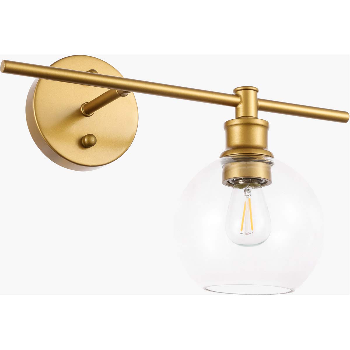 Living District Brass Wall Sconce With Clear Glass Shade – 1 Light Right Fixture