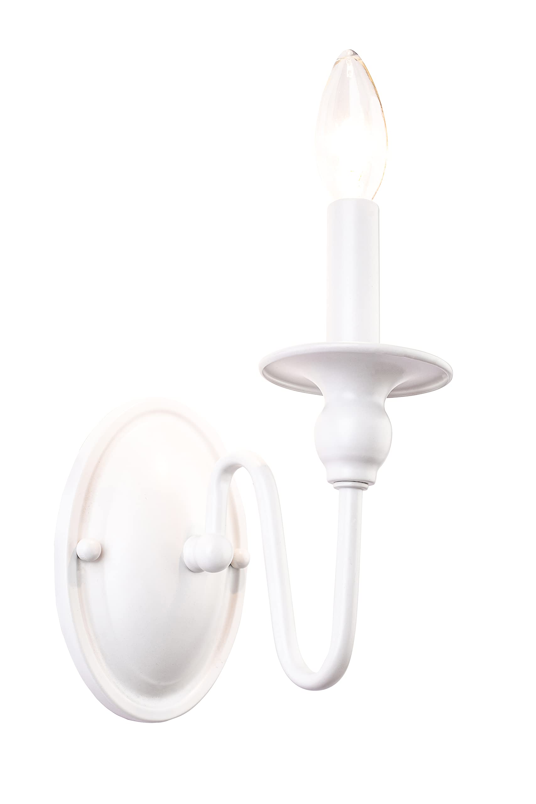 Aspen Creative 62710-03-1, 1 Light Indoor Wall Fixture, 4-1/4 W x 7-5/8 H x 6-1/4 E, Matte White Finish, Bulb Not Included