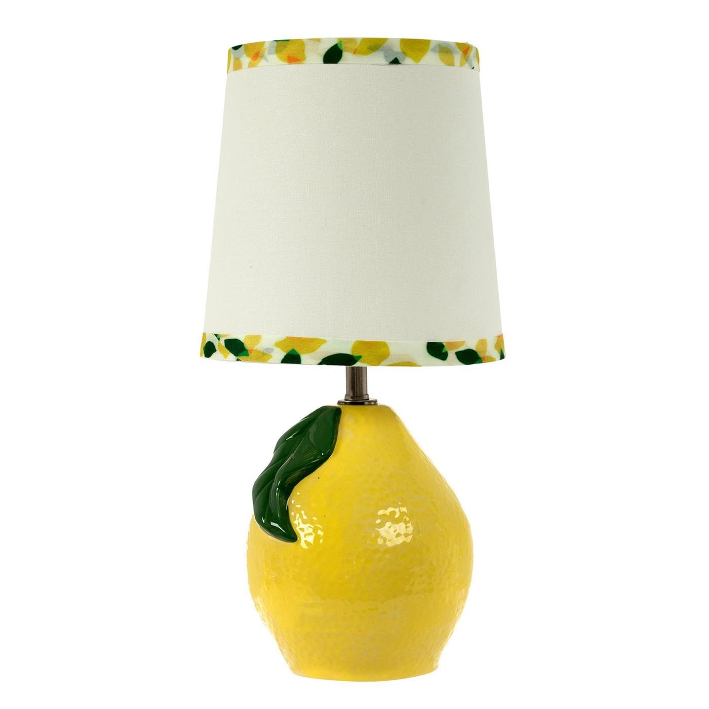 Hobby Lobby Fruit Table Lamp with Ceramic Base, 13.25 inch Height, Strawberry or Lemon Design with Patterned Shade (Lemon)
