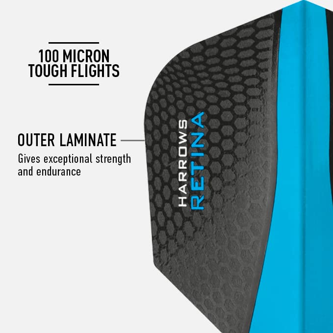 Harrows Retina Dart Flights - enhanced 100 Micron - 5 Sets (15 Total) - Aqua Color - Professional Darts Accessories