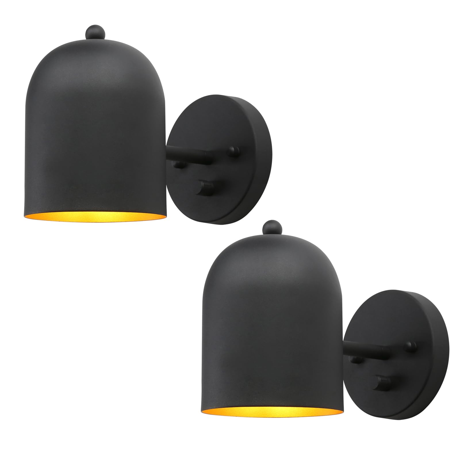 Pathson Set Of 2 Modern Wall Sconce Dimmer Switch, Matte Black Wall Light Lamp Adjustable Light Angle Wall Vanity Lighting, E26