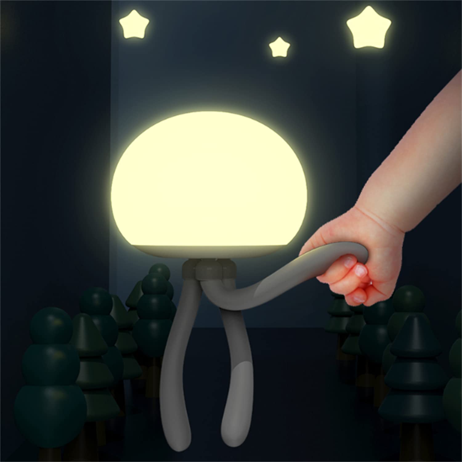 Kids Rechargeable LED Night Light  Dimmable Baby Touch Control Lights with Charging 1800mAh  Lovely Jellyfish Shape (Blue + IR R