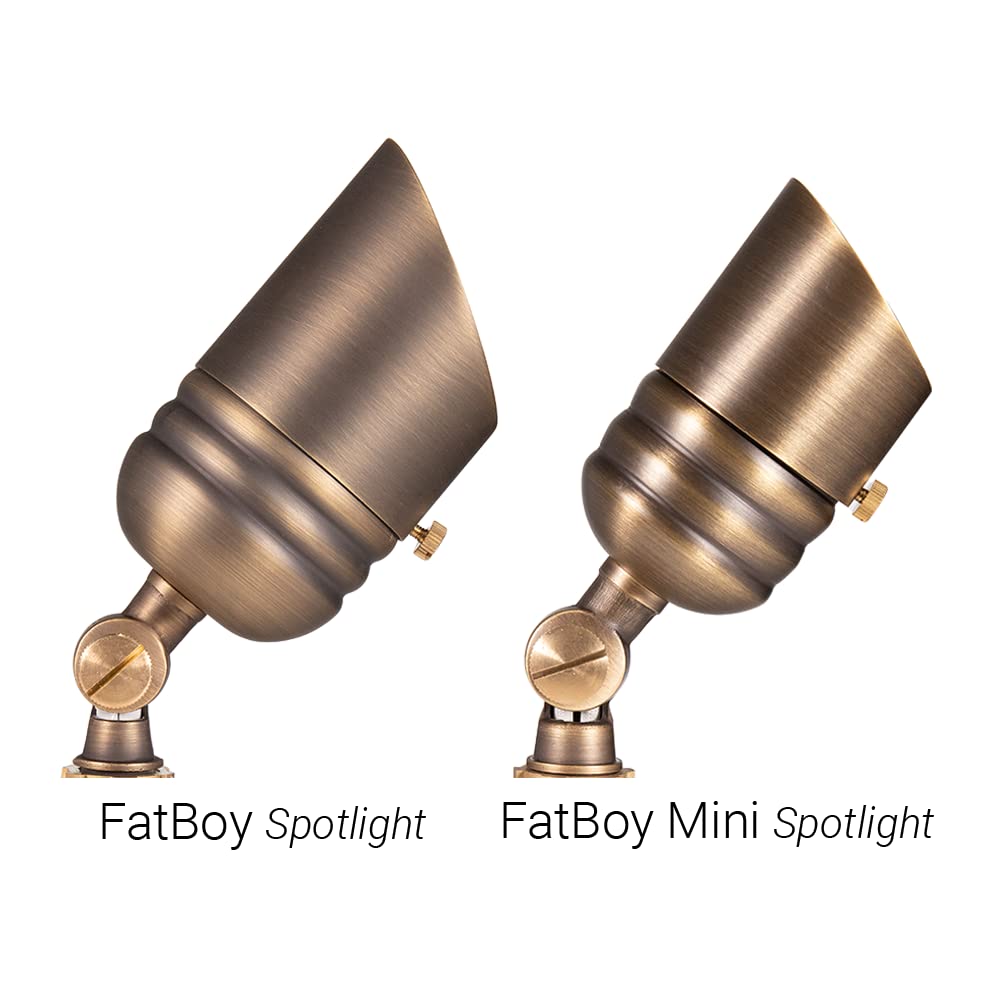 Volt Fat Boy 12V Brass Outdoor Mini Spotlight (Bronze) For Low Voltage Landscape Lighting Of Yard, Lawn, Garden, Patio, Trees &
