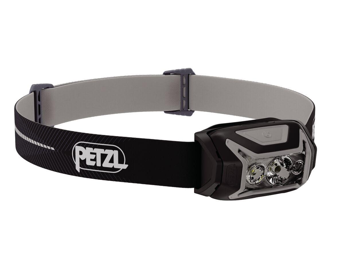 PETZL ACTIK CORE Headlamp - Powerful, Rechargeable 650 Lumen Light with Red Lighting for Hiking, Climbing, and Camping - Black