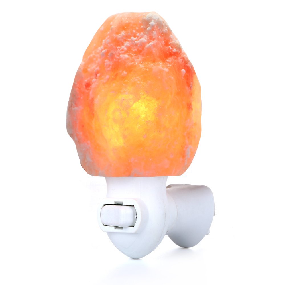 Betus Natural Crystal Himalayan Salt Wall Lamp - Air Purifying Night Light - 360 Rotatable Plug 7W Bulb - Natural