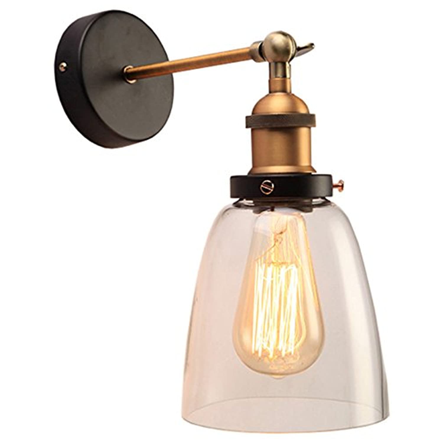 Warehouse Of Tiffany Whse Of Tiffany Ld5012 Barbara 1-Light Glass Edison Wall Lamp, Clear, 14&quot; L X 6&quot; W X 12&quot; H