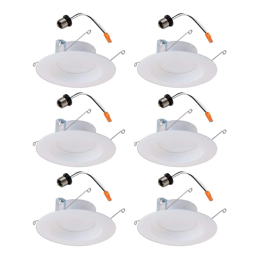 Halo LT 5 inch and 6 inch White Integrated LED Recessed Ceiling Light Retrofit Trim – 3000K – Soft White (6 Pack)
