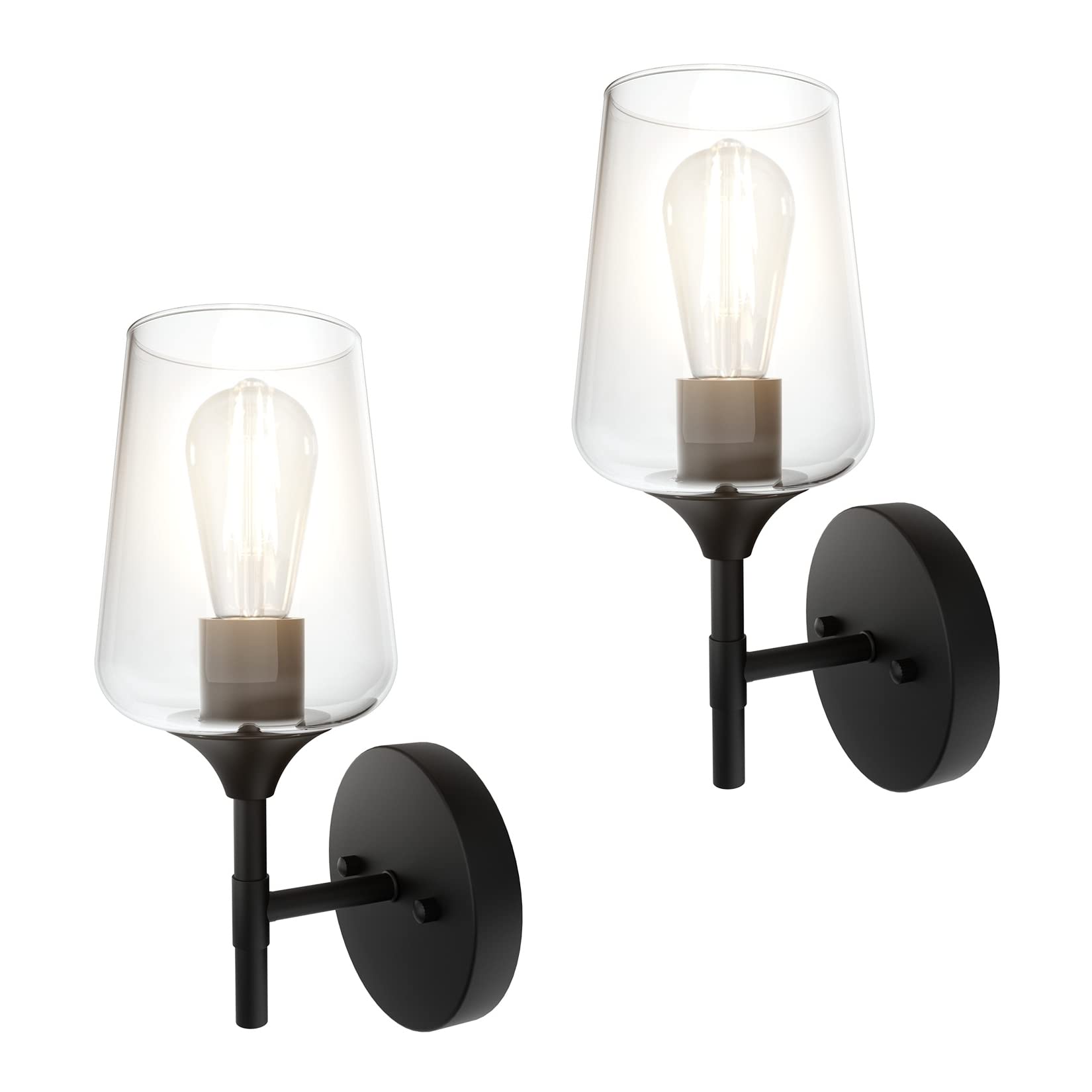 Ralbay Matte Black Bathroom Light Fixture 6-Light Industrial Metal with Clear Glass Vintage Farmhouse Model 1117