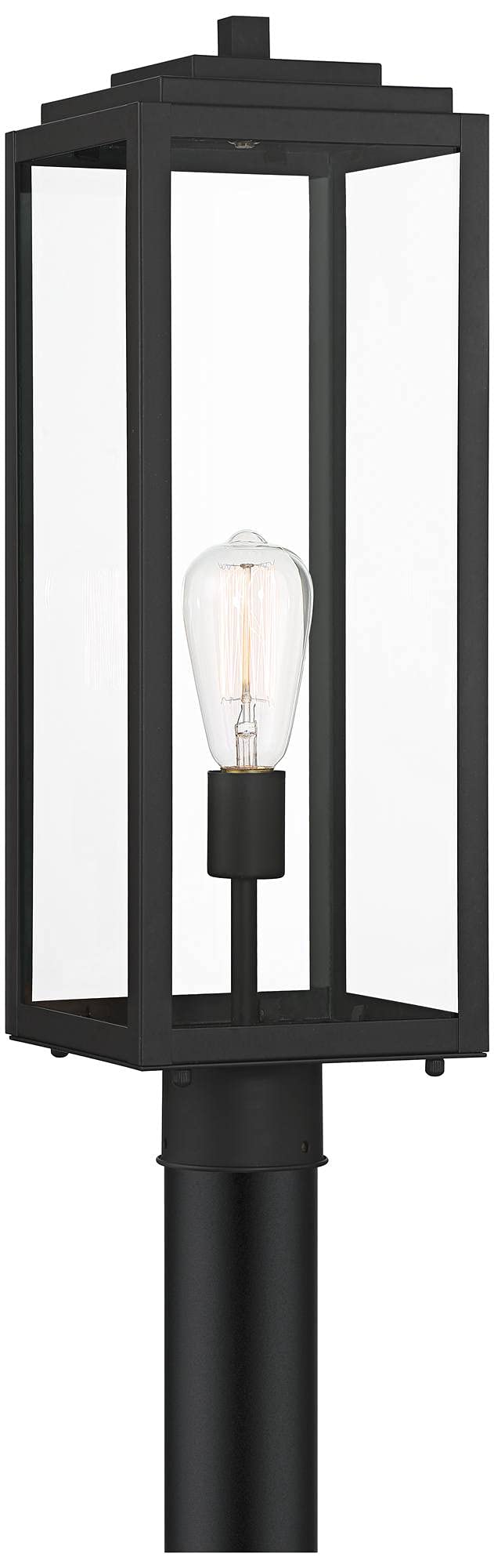 John Timberland Outdoor Post Light Fixture, 21.75in Clear Glass Panel, Metal, Black, Model 10-2101-504