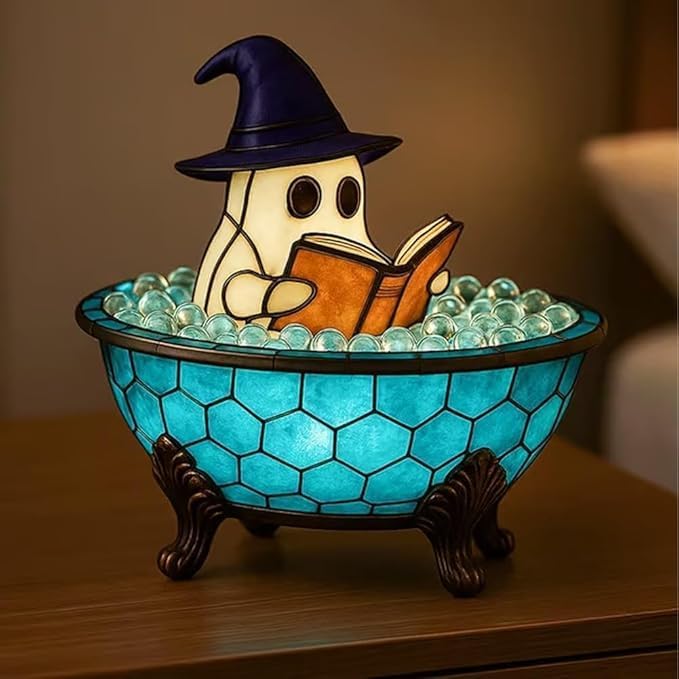 Suyaloo Ghost Reading LED Night Light, Halloween Bubble Bath Lamp, Table Centerpiece Decoration, 12.5 x 6.5 inches (Bath Lamp)
