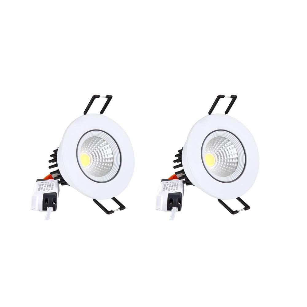 OZZKI Recessed Recessed Ceiling Spotlight 3W COB Downlight Energy Saving LED Downlighters Warm White 3000K AC110-240V No Flicker