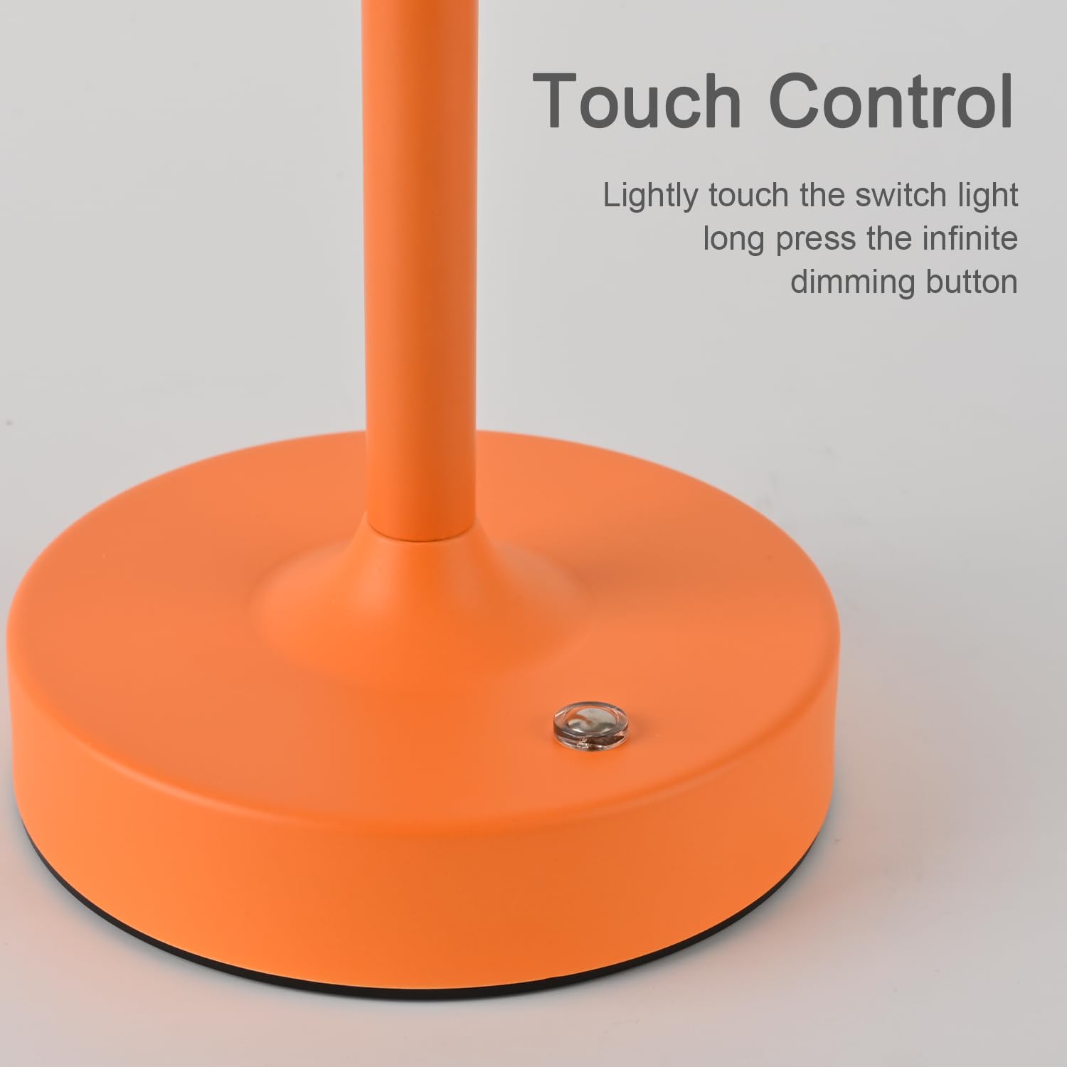 HISEEGO Cordless Lamp - Battery Operated, Rechargeable 5200mAH, Adjustable Height, Stepless Dimming, Iron, 15.3in Flat Shade, Orange