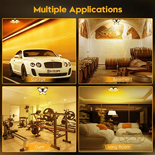 Tanbaby 2 Pack Garage Light Warm 150W Led Garage Lights 3000K Garage Lighting 12000Lm [Equivalent] Deformable Garage Light Ceili