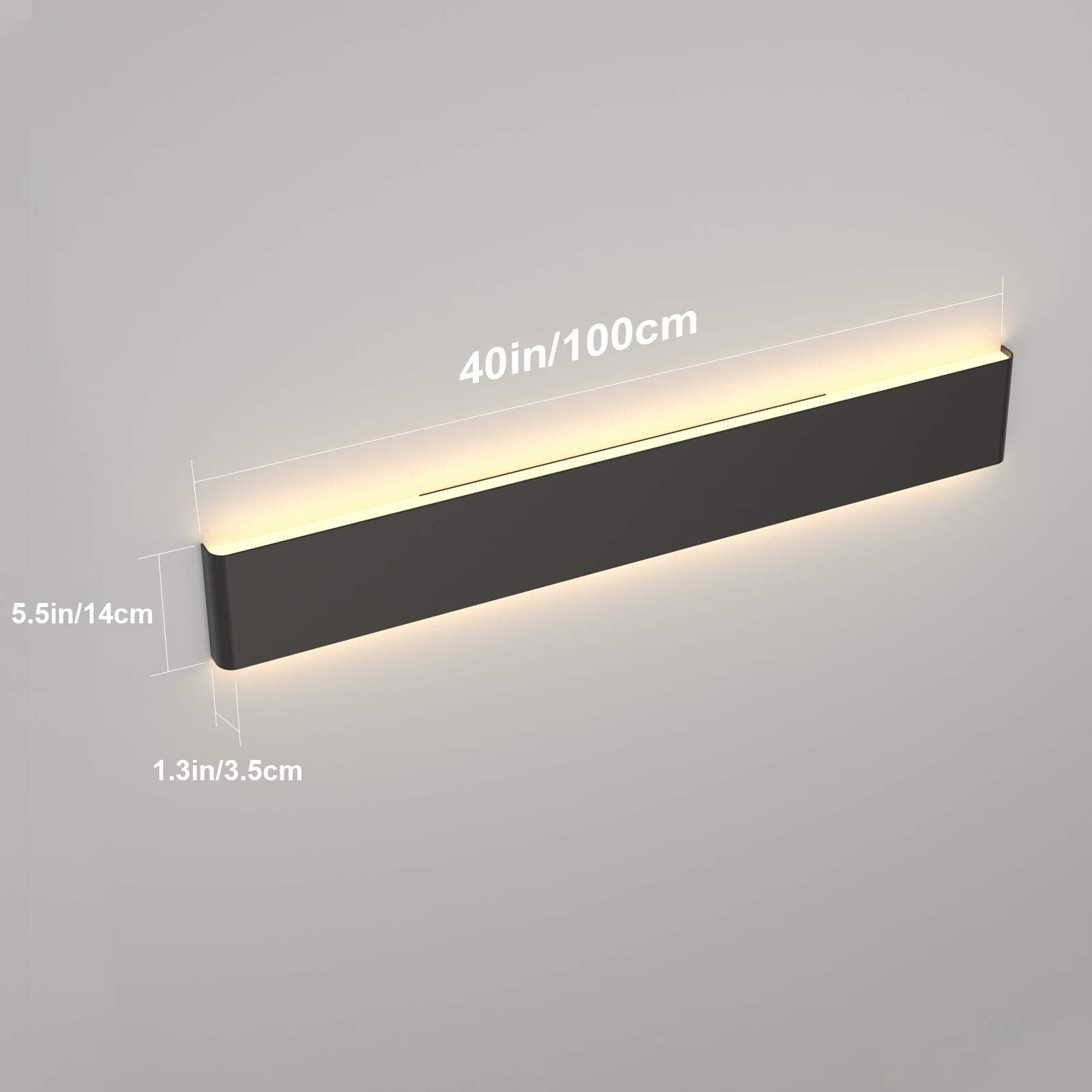 Ralbay Modern Black Vanity Light Fixture LED Bathroom Wall Light 39.3 Inch Warm White 3000K Aluminum Model 086291023331