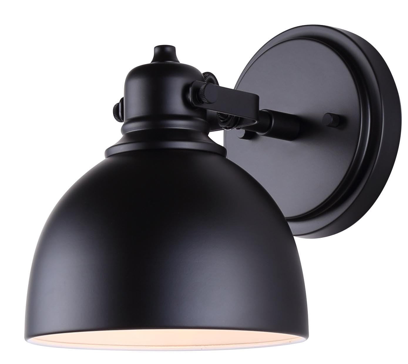 Canarm Polo 1-Light Wall Sconce, Matte Black with Metal Shade, Damp Rated Vanity Fixture for Bathroom, Powder Room or Accent Lig