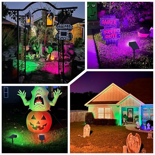 Katipeal Solar Color Changing Rgb Spot Lights Outdoor  2 Pack/7 Lighting Modes Multicolor Outdoor Lights For Yard Waterproof Ip68  Halloween Christmas Solar Landscape Powered Lights Garden Pathway