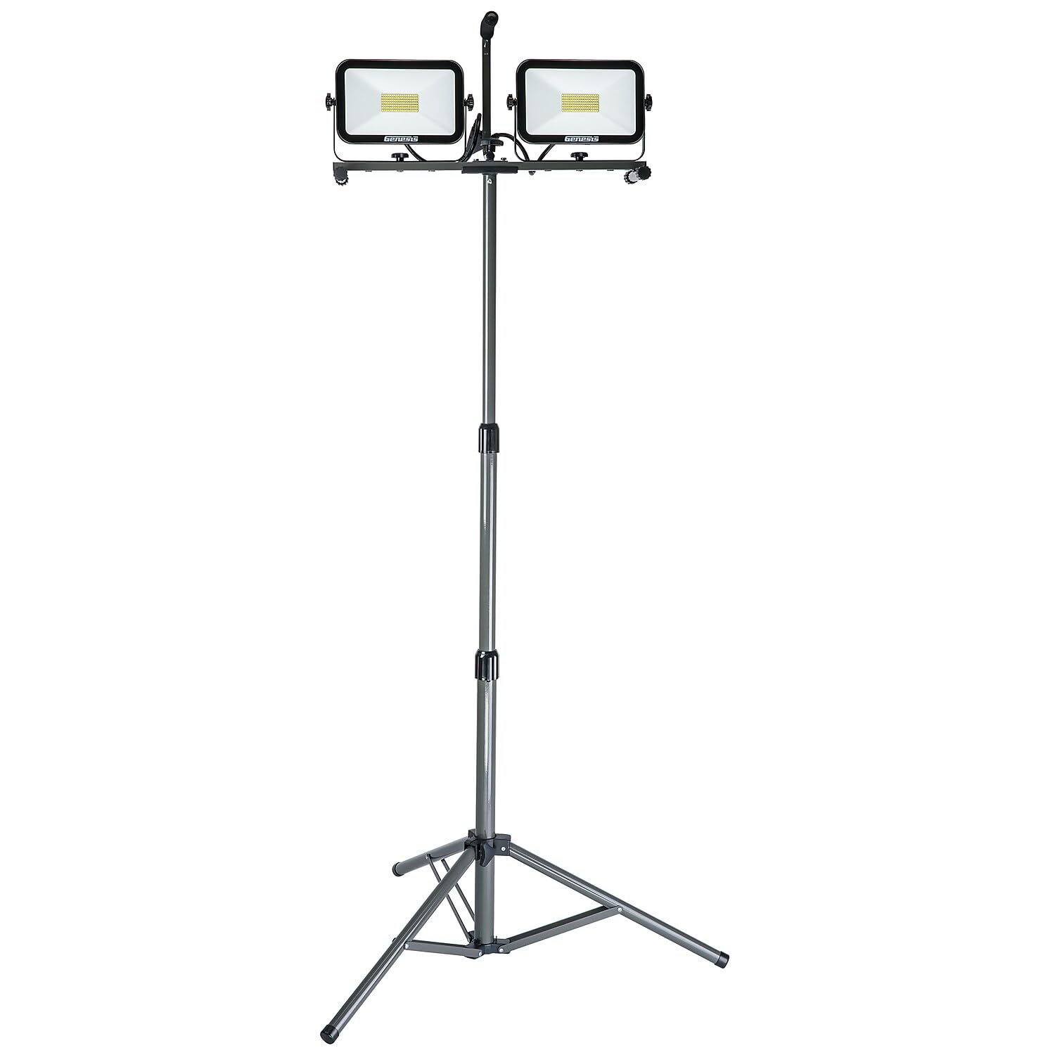 Genesis 13,000 Lumen Work Light With Stand, Weather Proof, All Metal Telescoping Adjustable Tripod. Impact Resistant Lens. Sealed Power Switches. 9 Ft Power Cord