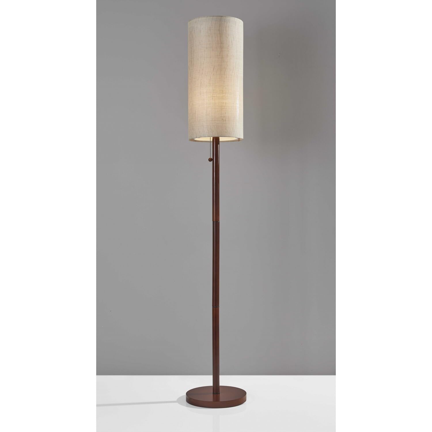 Homeroots 65&quot; Solid Wood Traditional Shaped Floor Lamp With Beige Drum Shade